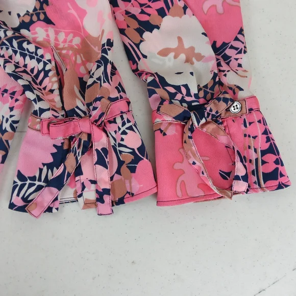 Talbots Floral Top Women Size 1X Multicolor Button Up Back Long Bell Sleeves - Picture 5 of 11